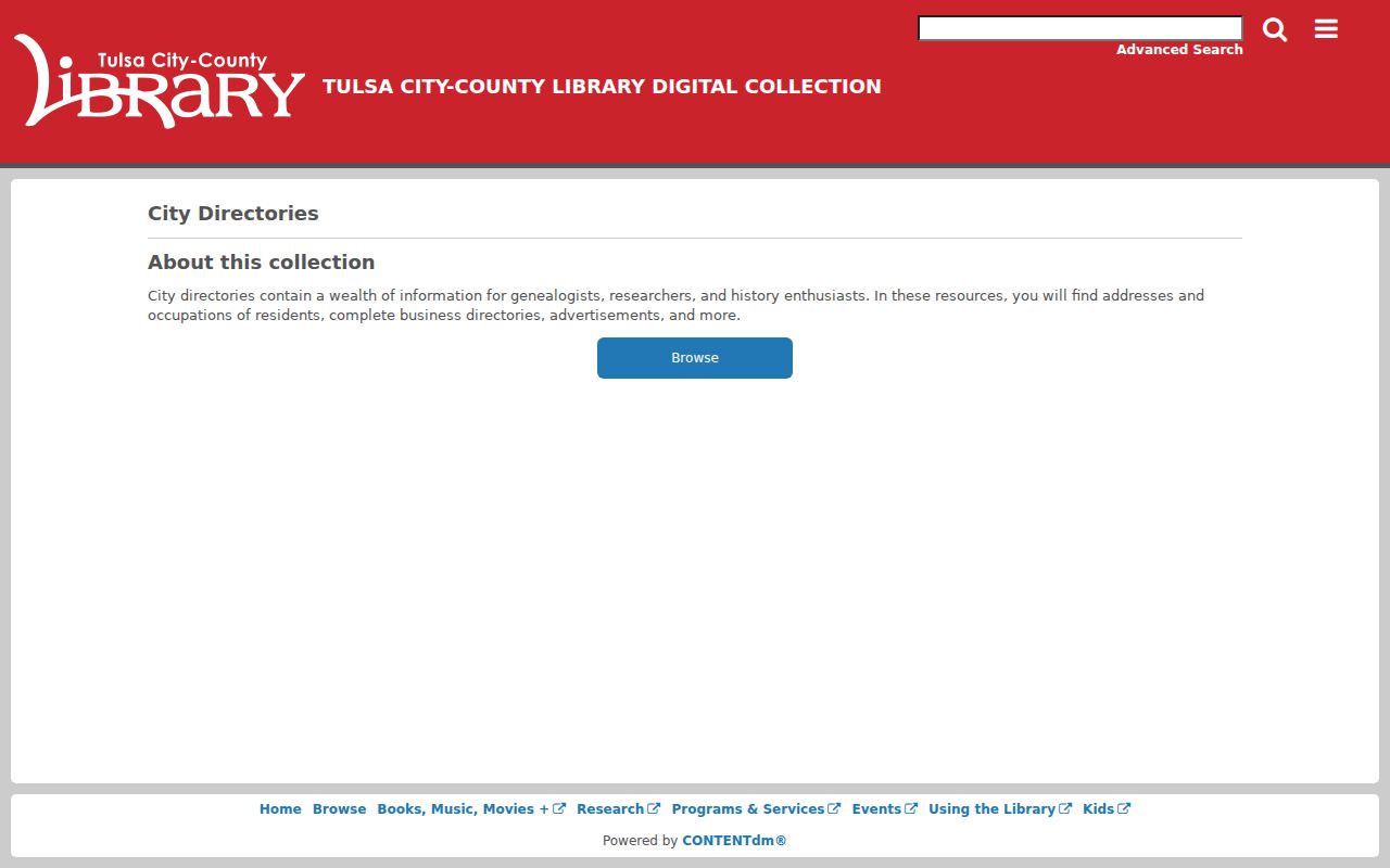 Bixby city directory digital collection search for historical address research