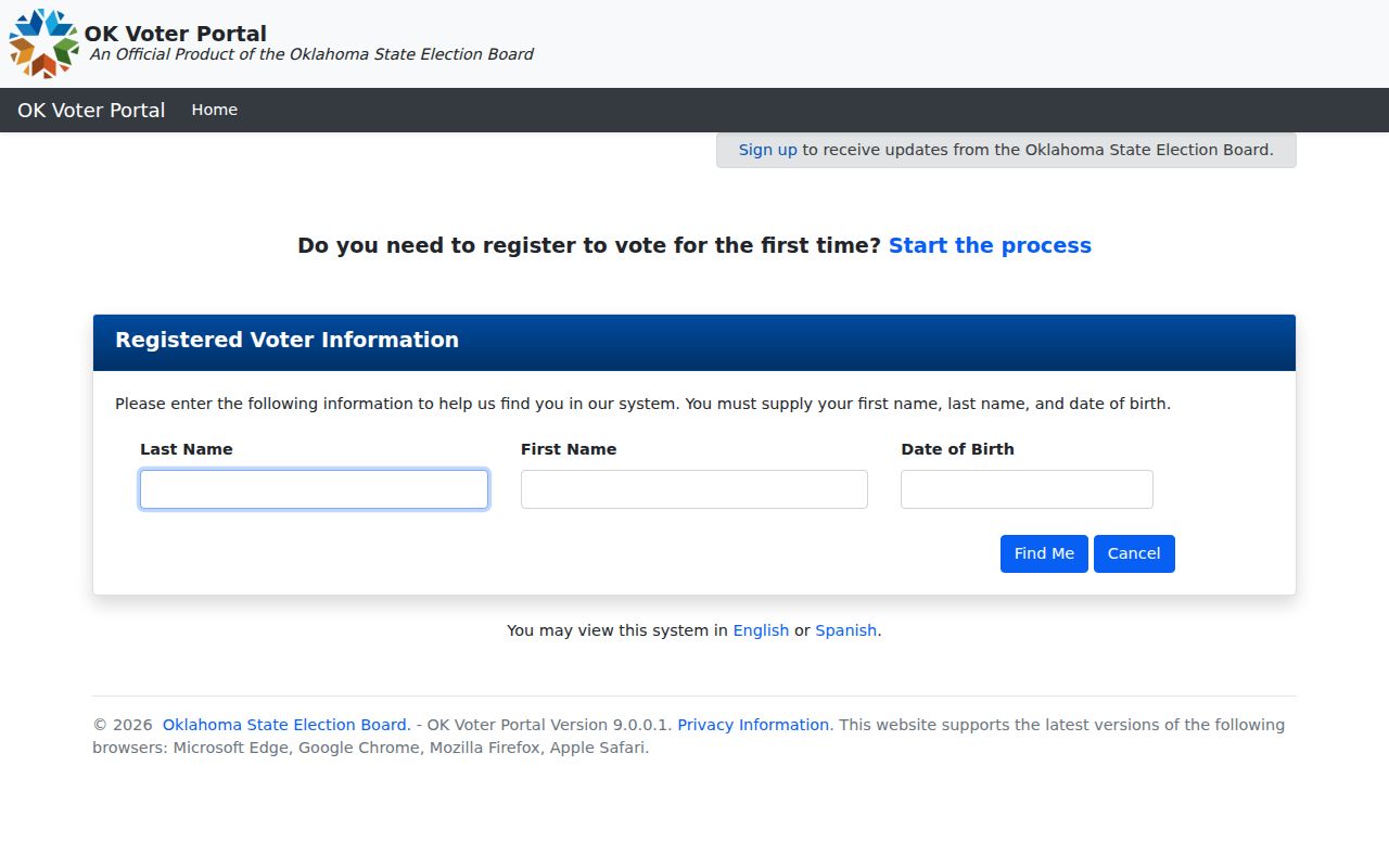 Bixby residents directory Oklahoma Voter Portal lookup fields