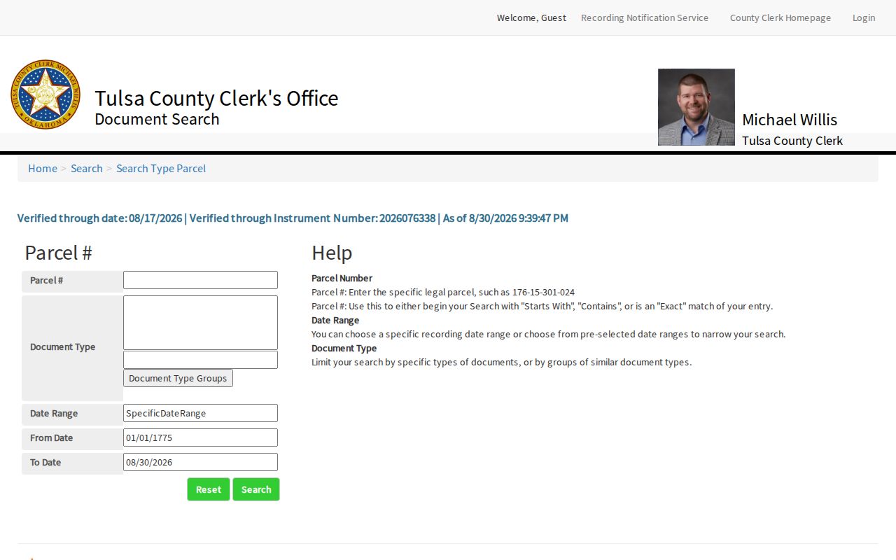 Bixby residents directory Tulsa Acclaim parcel and deed search workflow