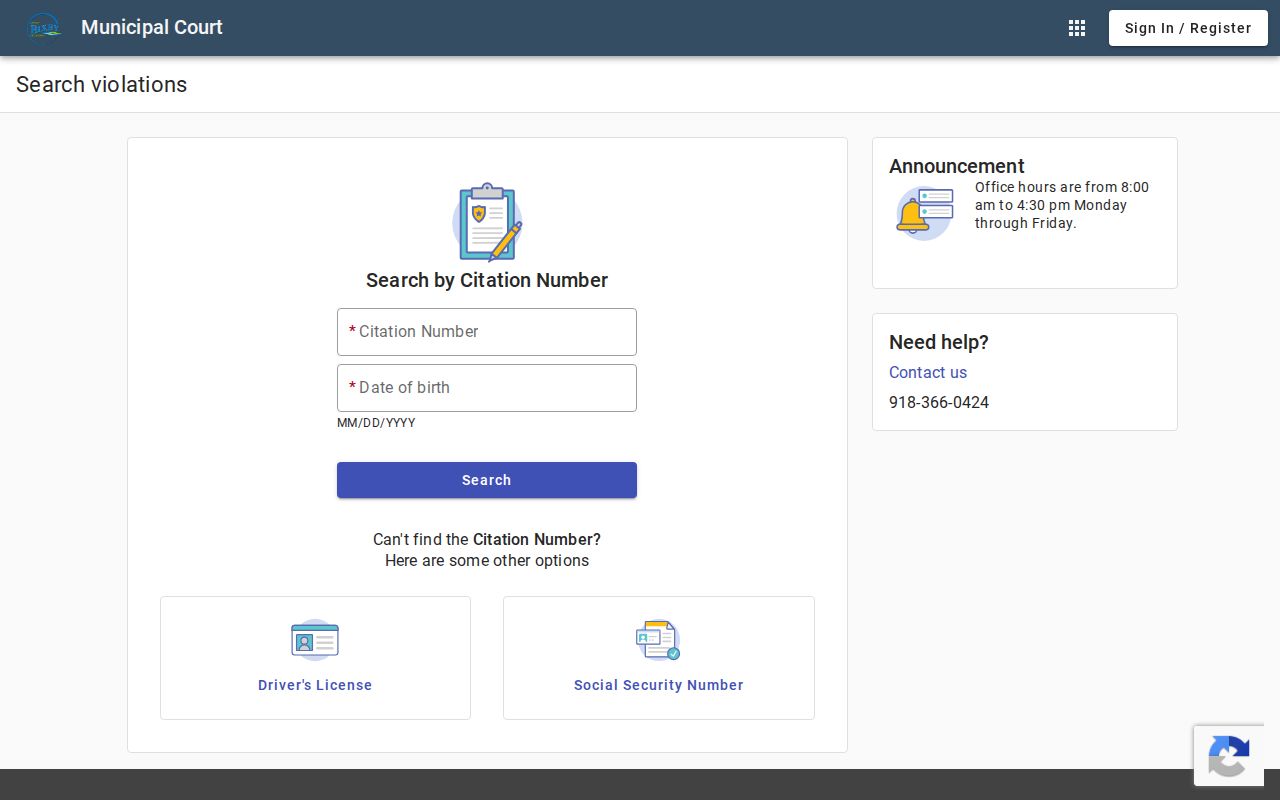 Bixby residents directory municipal court citation search options