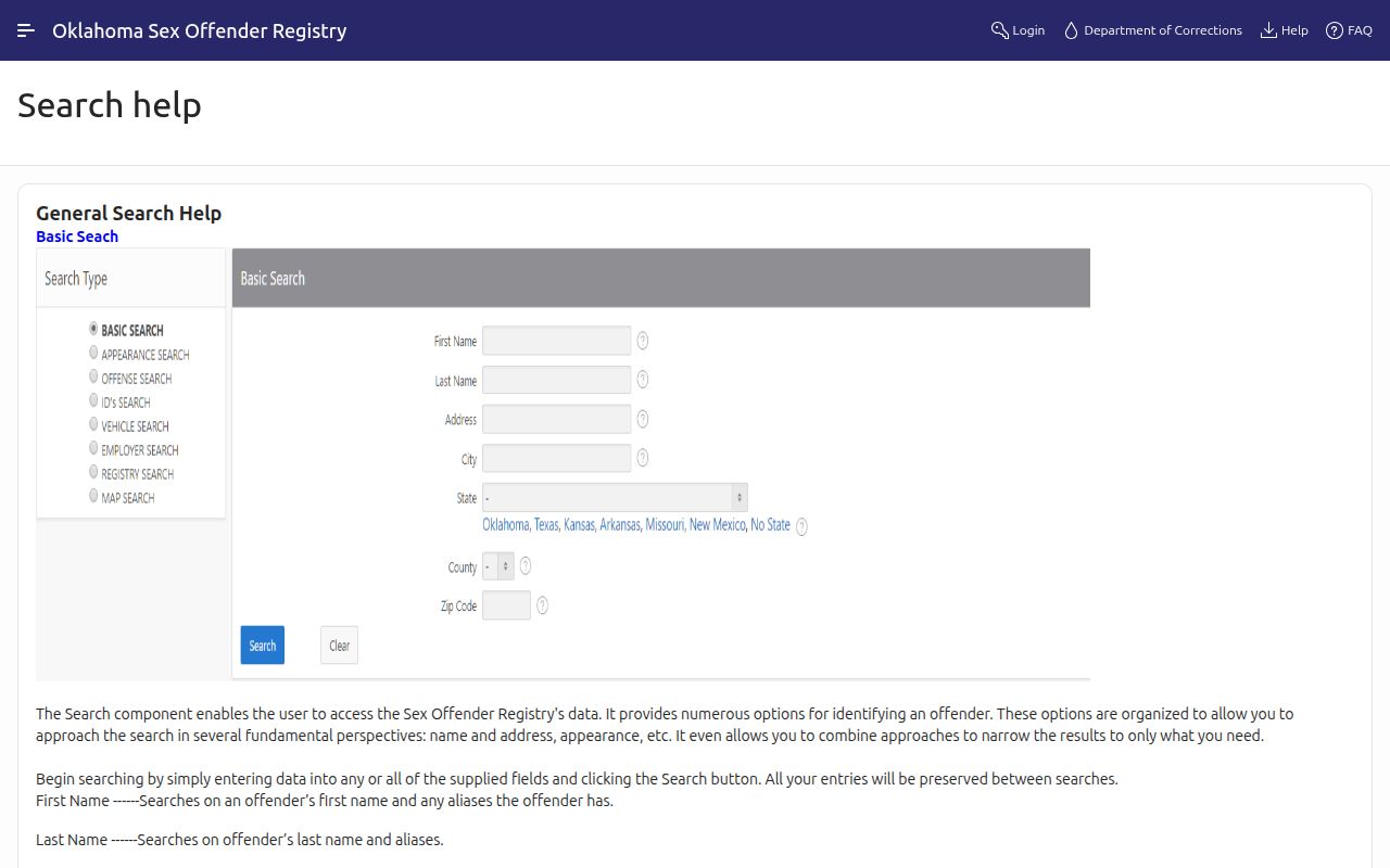 Bixby resident lookup reference for the Oklahoma Sex and Violent Offender Registry